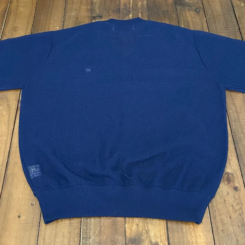 Arnold Palmer Renown Vintage V-Neck Sweater Navy Blue Umbrella Logo Mens M